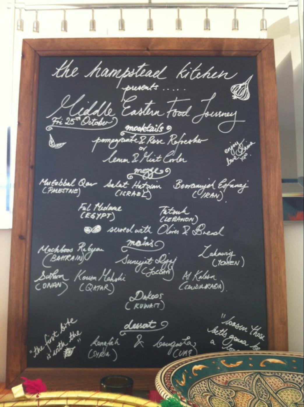 Hampstead kitchen board with menu