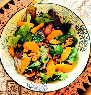 Mejdool Dates, Orange & Roasted Pine Nut Salad with orange blossom dressing